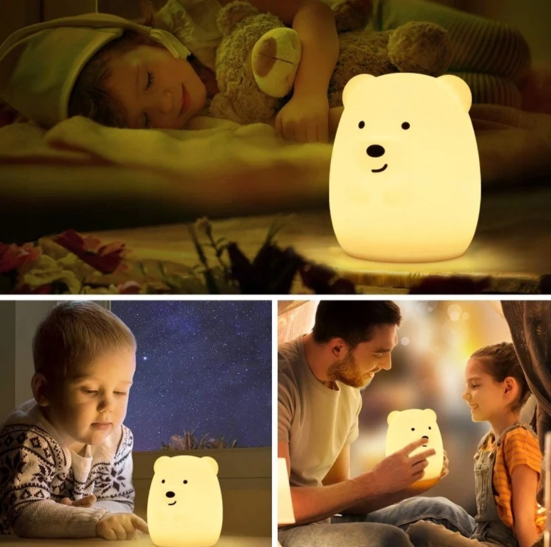Gockowiak NAKTINIS LEMPAS LOKIS VAIKAMS, SPALVOTAS SILIKONIS RGB M