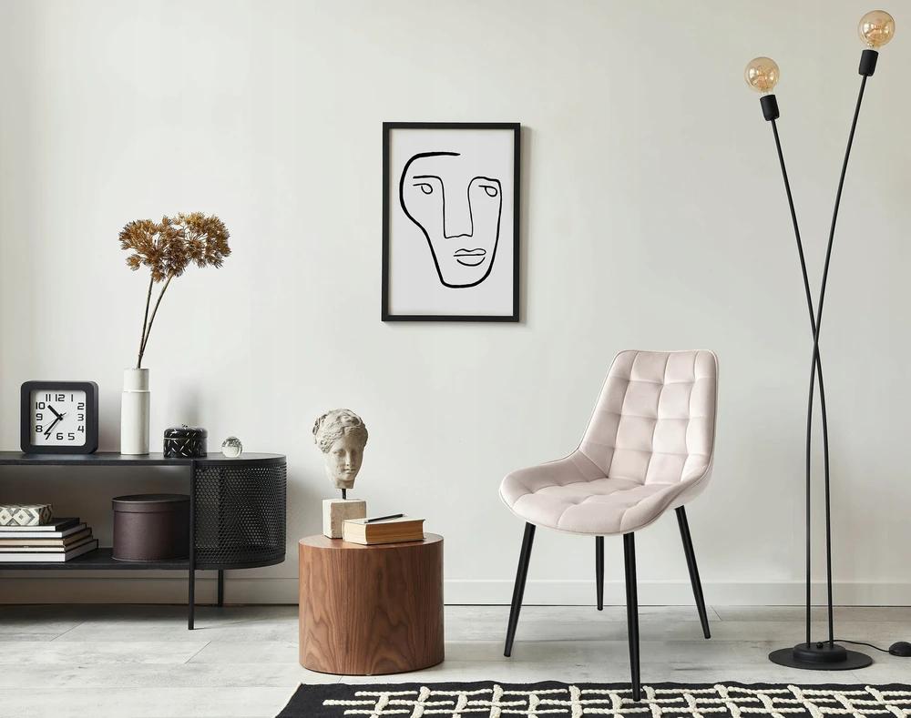 Gockowiak NORMAN VELVET BEIGE VELVETINĖ KĖDĖ VALGOMOJE SVETAINEI MODERNŪS PRIEDAI