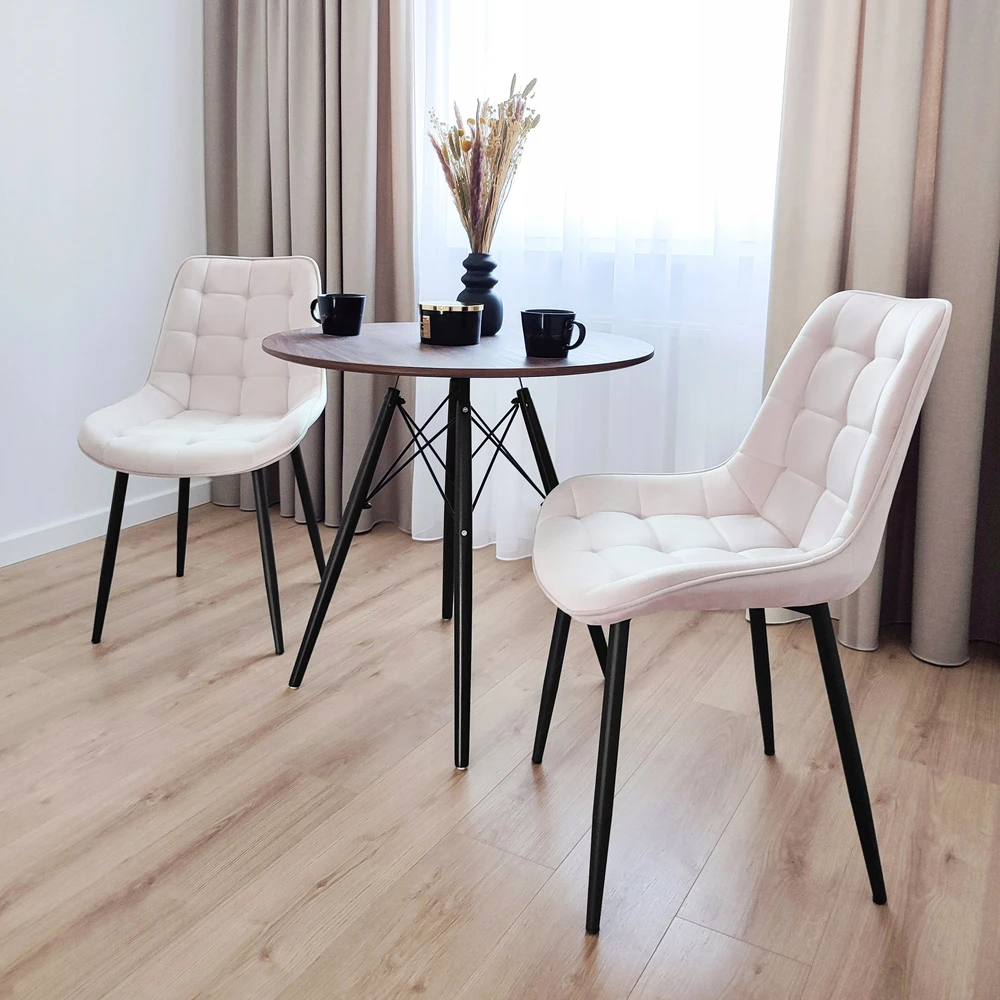 Gockowiak NORMAN VELVET BEIGE VELVETINĖ KĖDĖ VALGOMOJE SVETAINEI MODERNŪS PRIEDAI
