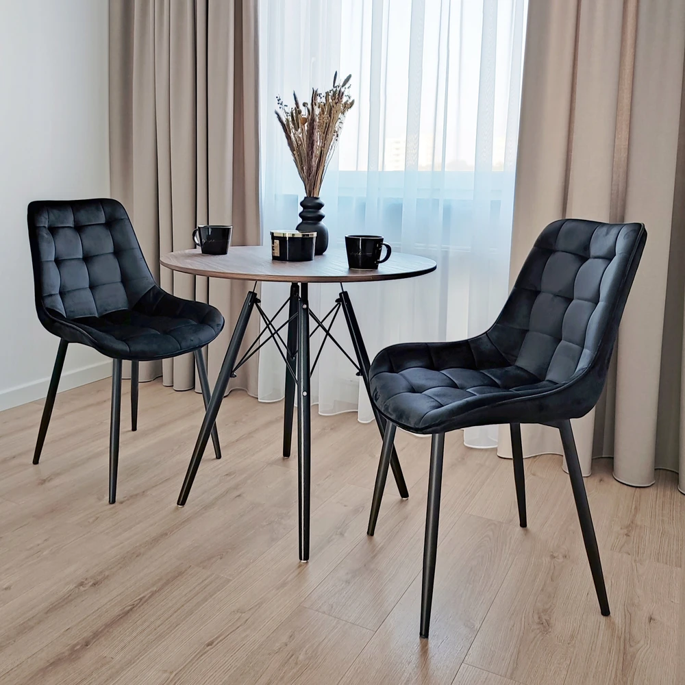 Gockowiak NORMAN VELVET Juodas VELVET KĖDĖ SVETAINEI, MODERNA