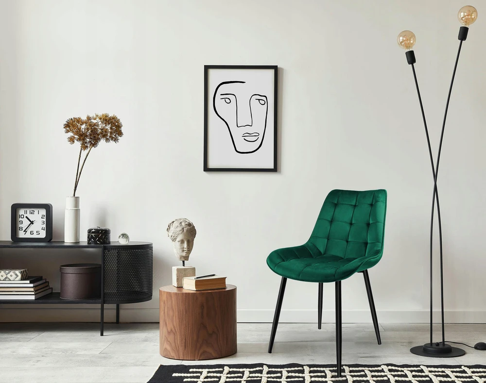 Gockowiak NORMAN VELVET KĖDĖ, TAMSIAI ŽALIA, ELEGANTI VALGOMOJE SVETAINEI