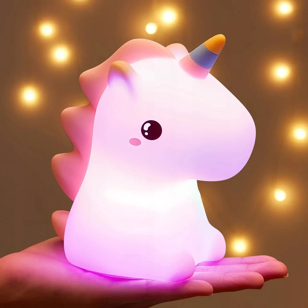 Gockowiak SILIKONINĖ NAKTINĖ LEMPA VAIKAMS LED RGB USB 16 SPALVŲ VIENRAGIS LEMPA