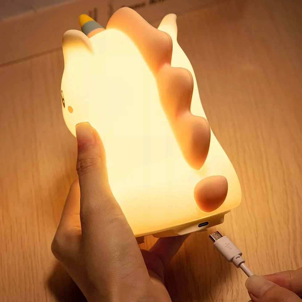 Gockowiak SILIKONINĖ NAKTINĖ LEMPA VAIKAMS LED RGB USB 16 SPALVŲ VIENRAGIS LEMPA