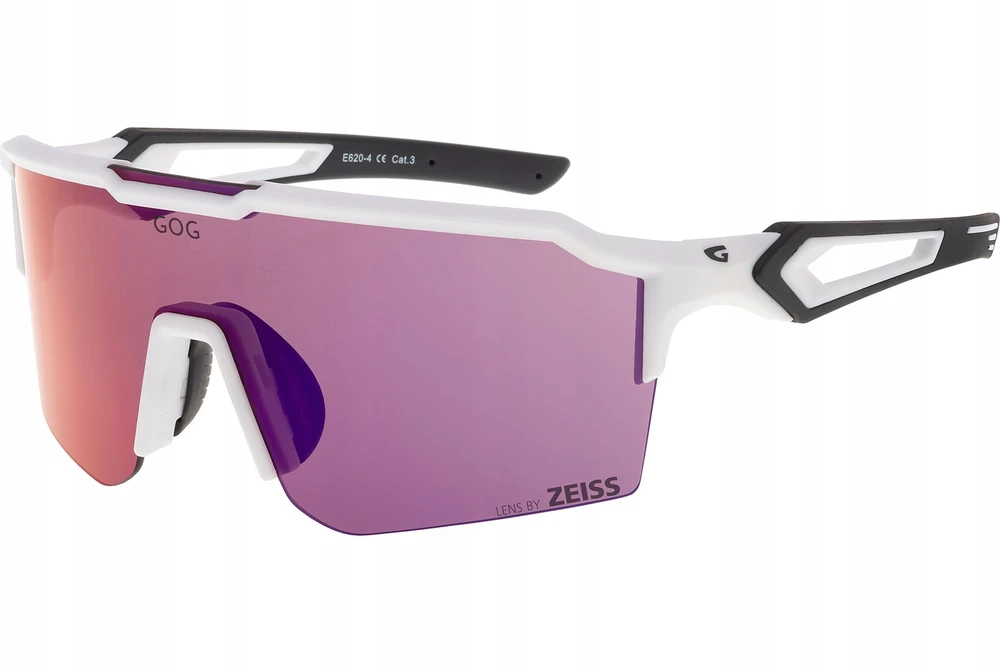 GOG Valhalla sportiniai akiniai nuo saulės su ZEISS lęšiais, balti/violetiniai