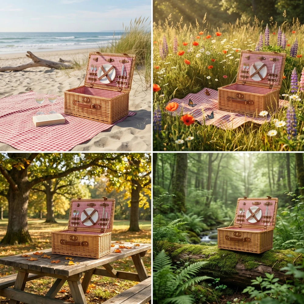 Gogreen Pinti pikniko krepšelio rinkinys 2 žmonėms romantiškai kelionei PORCELINAS