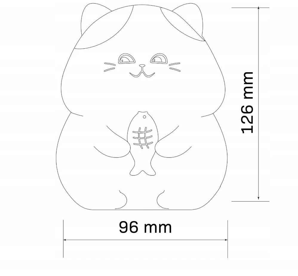 Goldlux LED naktinė šviesa katė GATTO, šilta balta + daugiaspalvė, 5V, USB