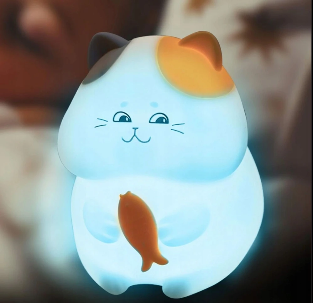 Goldlux LED naktinė šviesa katė GATTO, šilta balta + daugiaspalvė, 5V, USB