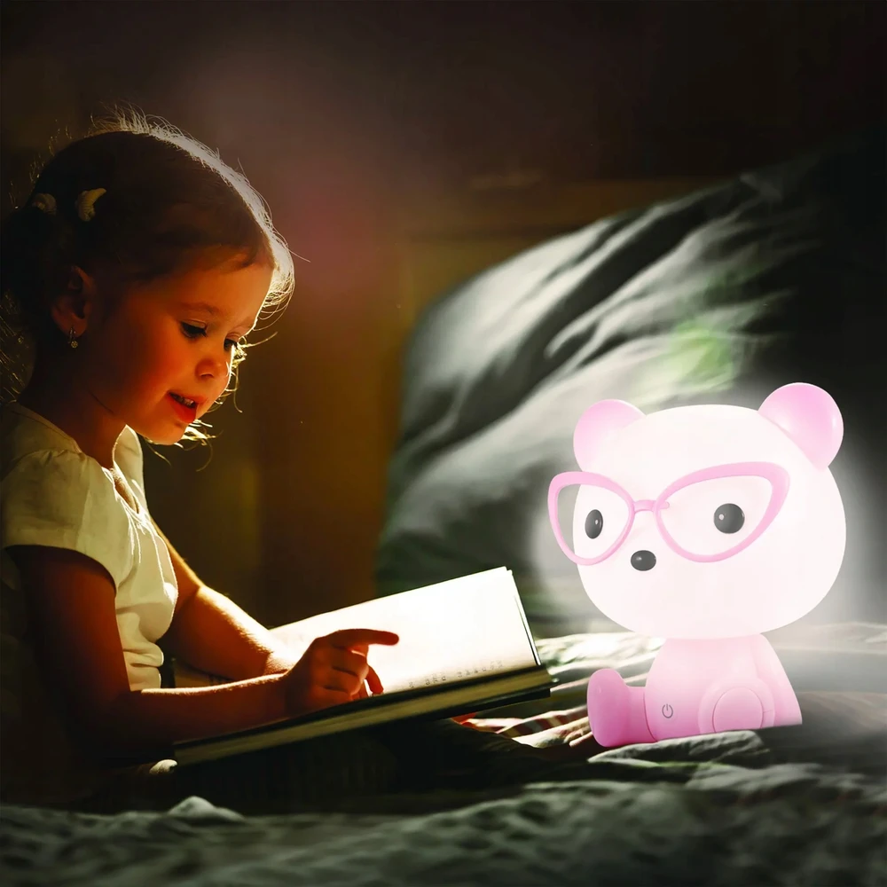 Sanico Goldlux MIŚ OKULARNIK LED lampka nocna akumulator + przewód USB-C rožinė