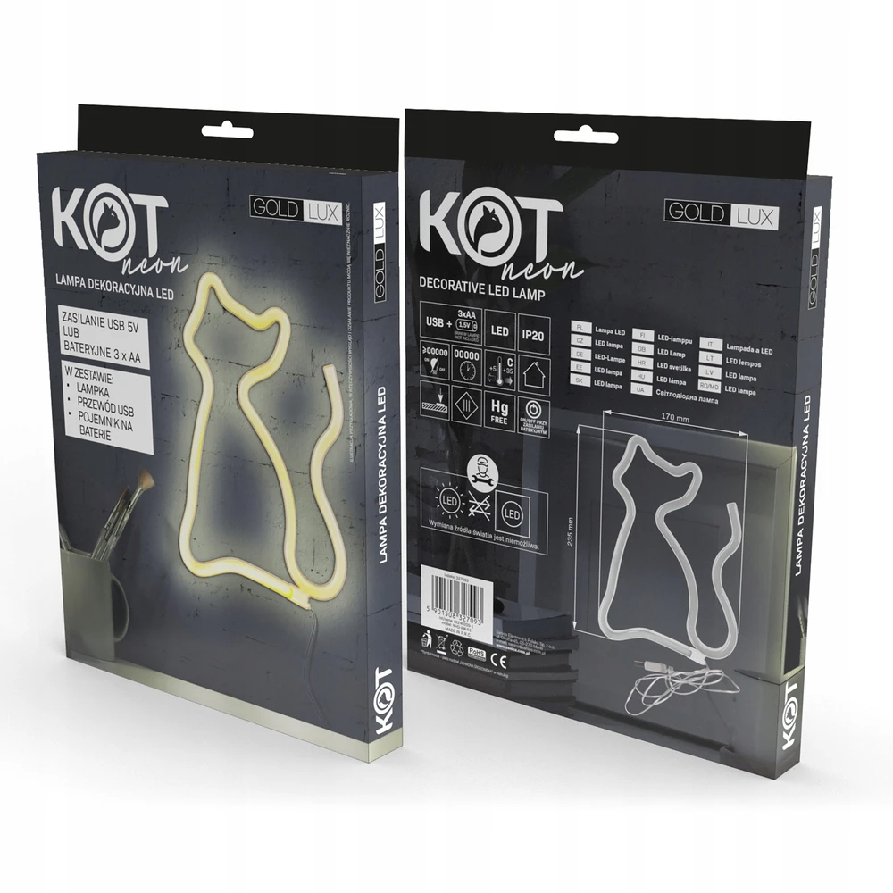 Goldlux NEONINIS LED DEKORATYVINIS KATINŲ PORNAMENTAS Baterijos/USB