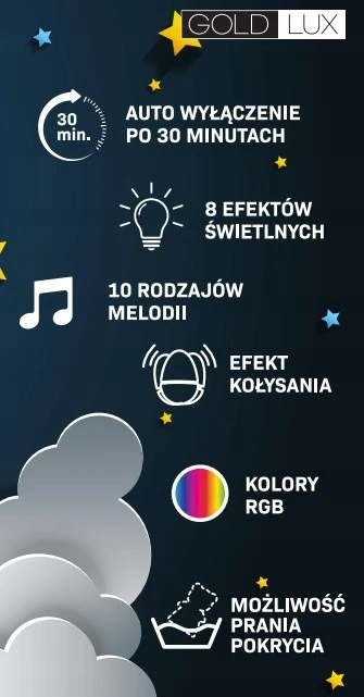 Goldlux RABBIT vaikiška lempa lopšinė RGB su baterijomis maitinama muzikine dėžute