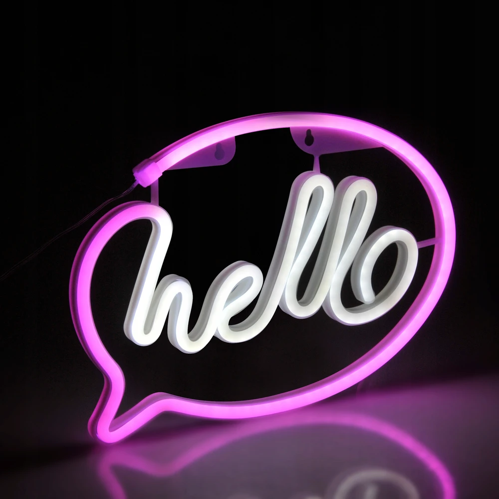 Goldlux Sanico lampka nocna LED NEON HELLO USB A 29 cm zasilanie bateryjne 327147