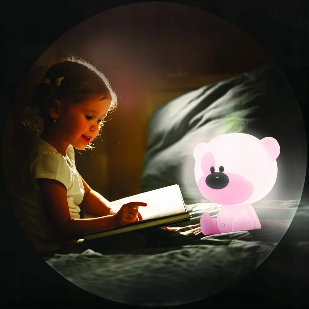 Goldlux Sanico lampka nocna MIŚ BIBI akumulator + przewód USB-C rožinė 327185