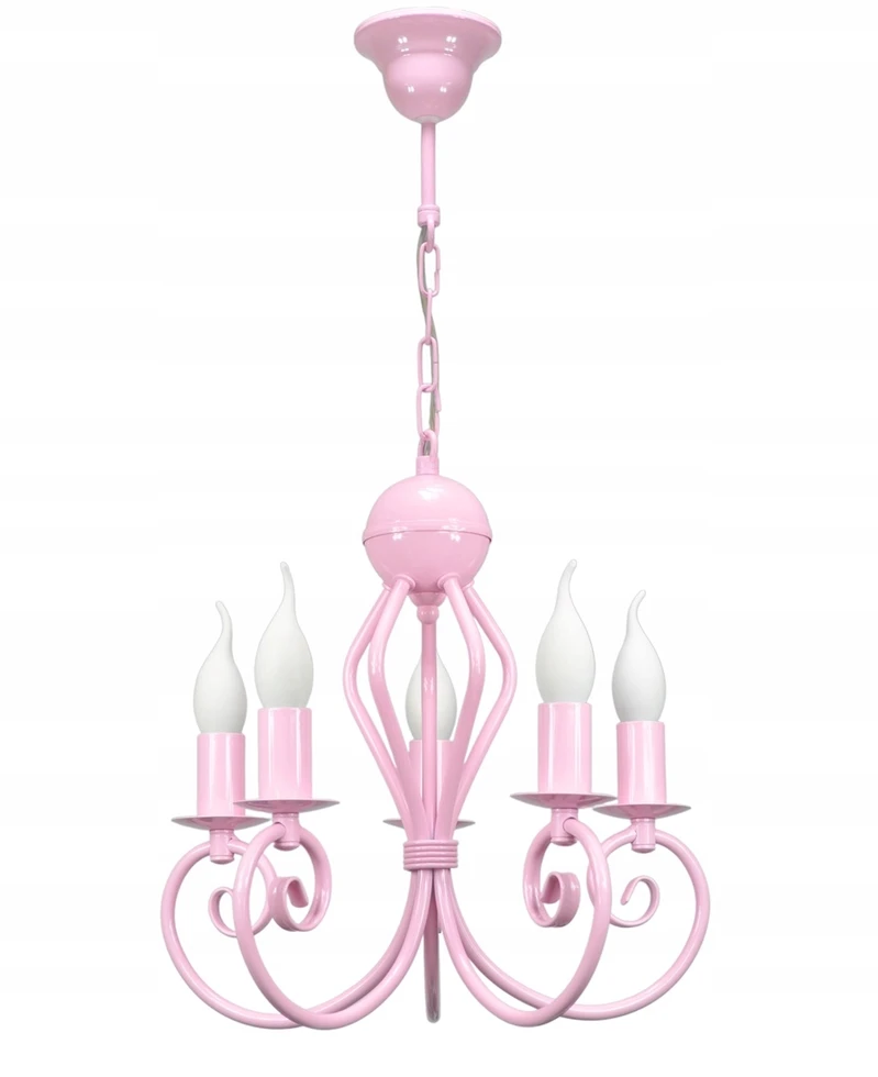 Goldsun Rožinė żyrandol lampa wisząca do pokoju dziecięcego KLIWAS 5 rožinė lampa