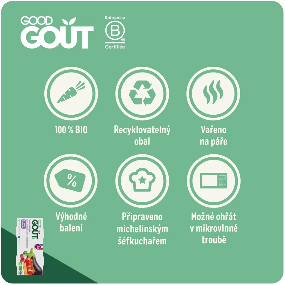 Good Gout BIO spagečiai su baklažanais ir jautiena, 2 x 190 g
