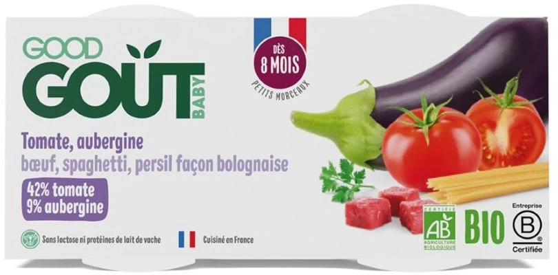 Good Gout BIO spagečiai su baklažanais ir jautiena, 2 x 190 g