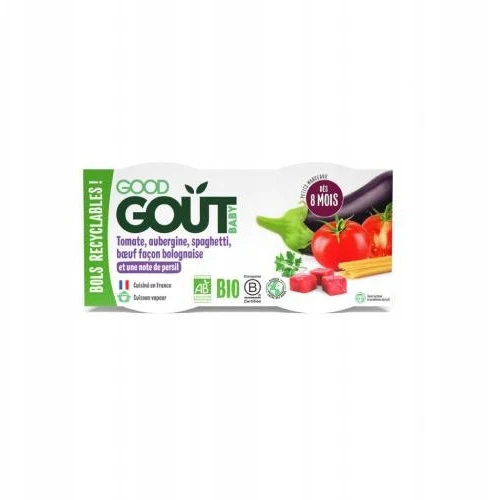 Good Gout BIO spagečiai su baklažanais ir jautiena, 2 x 190 g