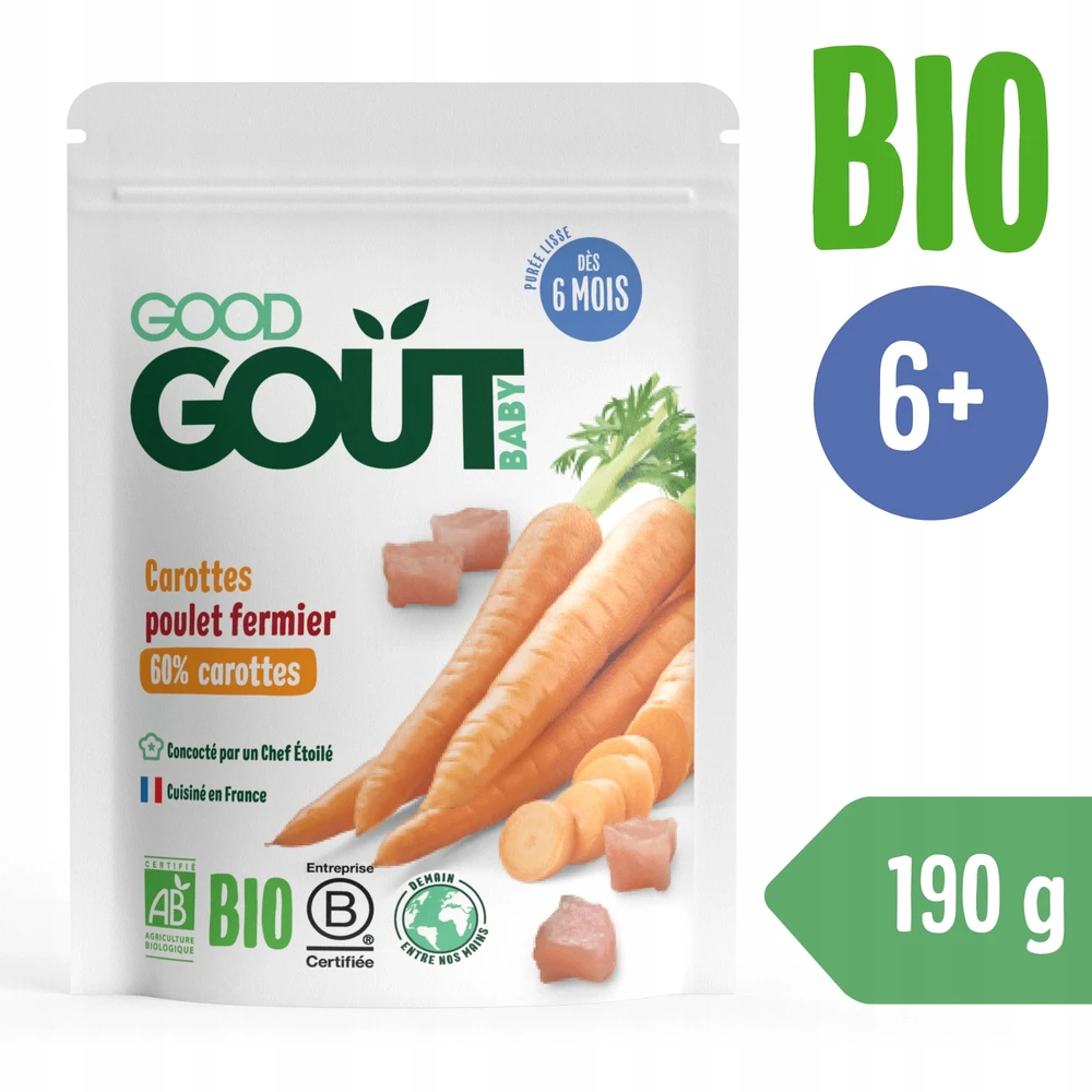 Good Gout Vakarienė vaikams Gera podagra Morkos su vištiena nuo 6 mėn. 190 g