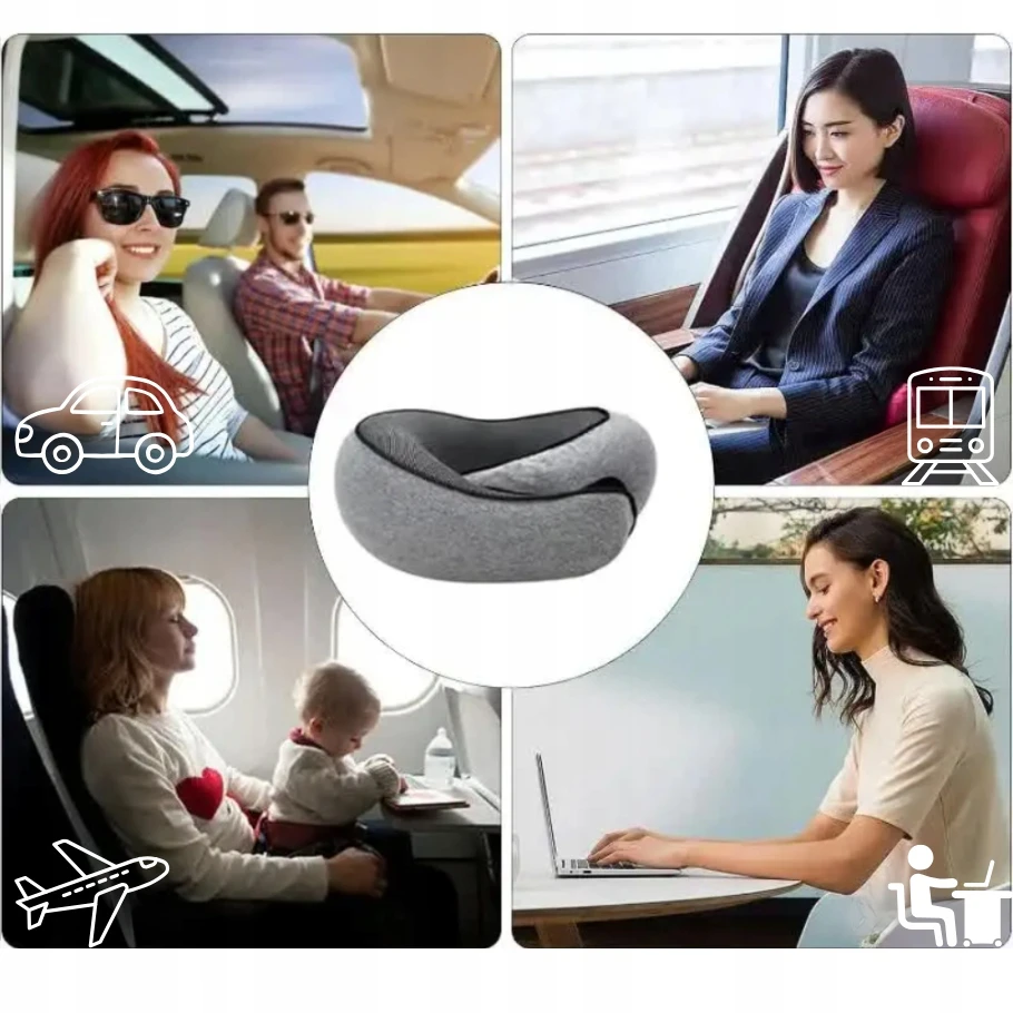 Goodbless TURISTINĖ KELIONĖS PAGALĖS GALVOS ATRAŠTA LĖKTUVO AUTOMOBILIEMS 360°