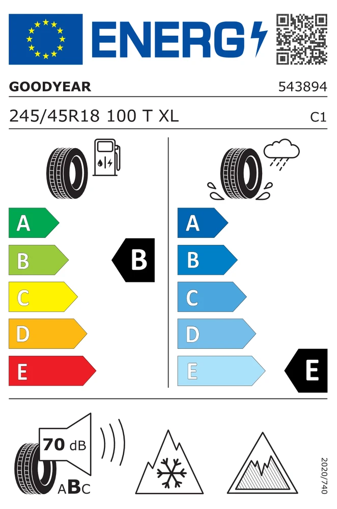 Goodyear Padangos UltraGrip Ice 3 100 T XL (B E B 70dB)