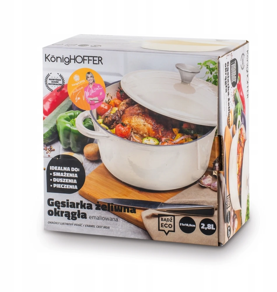 GOOSE MAKER Ketaus INDUKCINĖ raudona ovali keptuvė Retro Konighoffer 2,8L