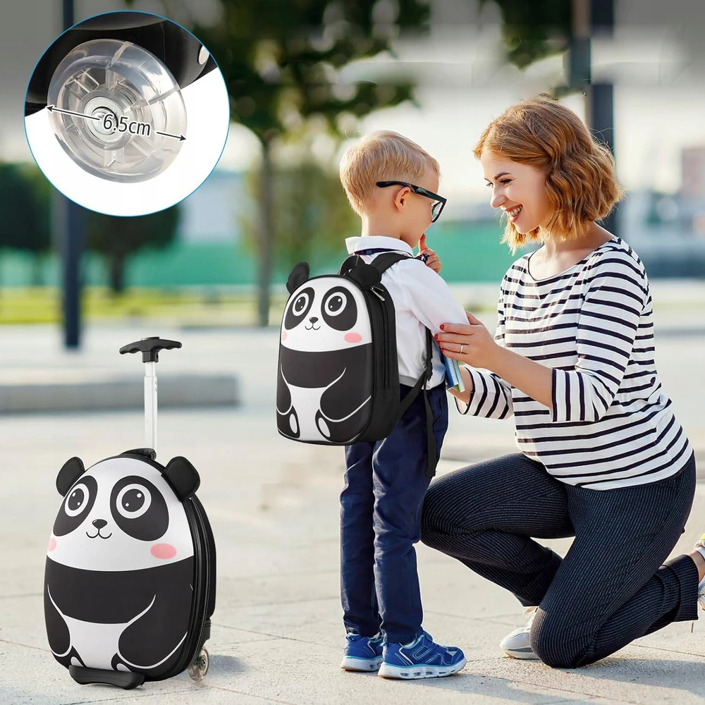 Goplus 2 dalių vaikiško lagamino ir kuprinės komplektas, Panda