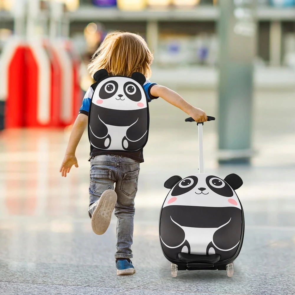 Goplus 2 dalių vaikiško lagamino ir kuprinės komplektas, Panda