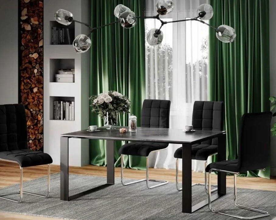 Homede Gordon ALANDER KĖDĖ JUODOS MODERNĖS EKO ODOS SVETAINES VALGOMO JUODA