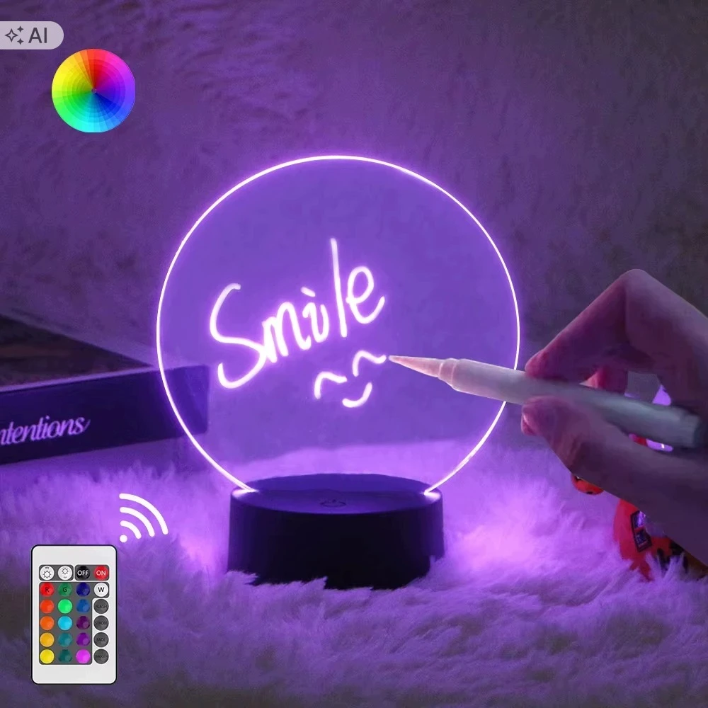 Gordon Naktinė lempa LED TABLICA NAPISZ ZOSTAW WIADOMOŚĆ NOTATNIK 3D RGB + Pultas