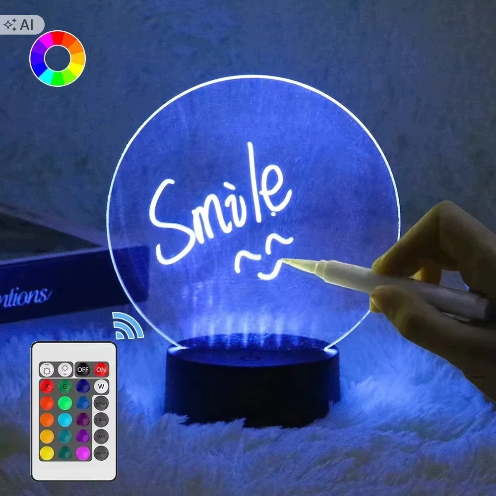 Gordon Naktinė lempa LED TABLICA NAPISZ ZOSTAW WIADOMOŚĆ NOTATNIK 3D RGB + Pultas