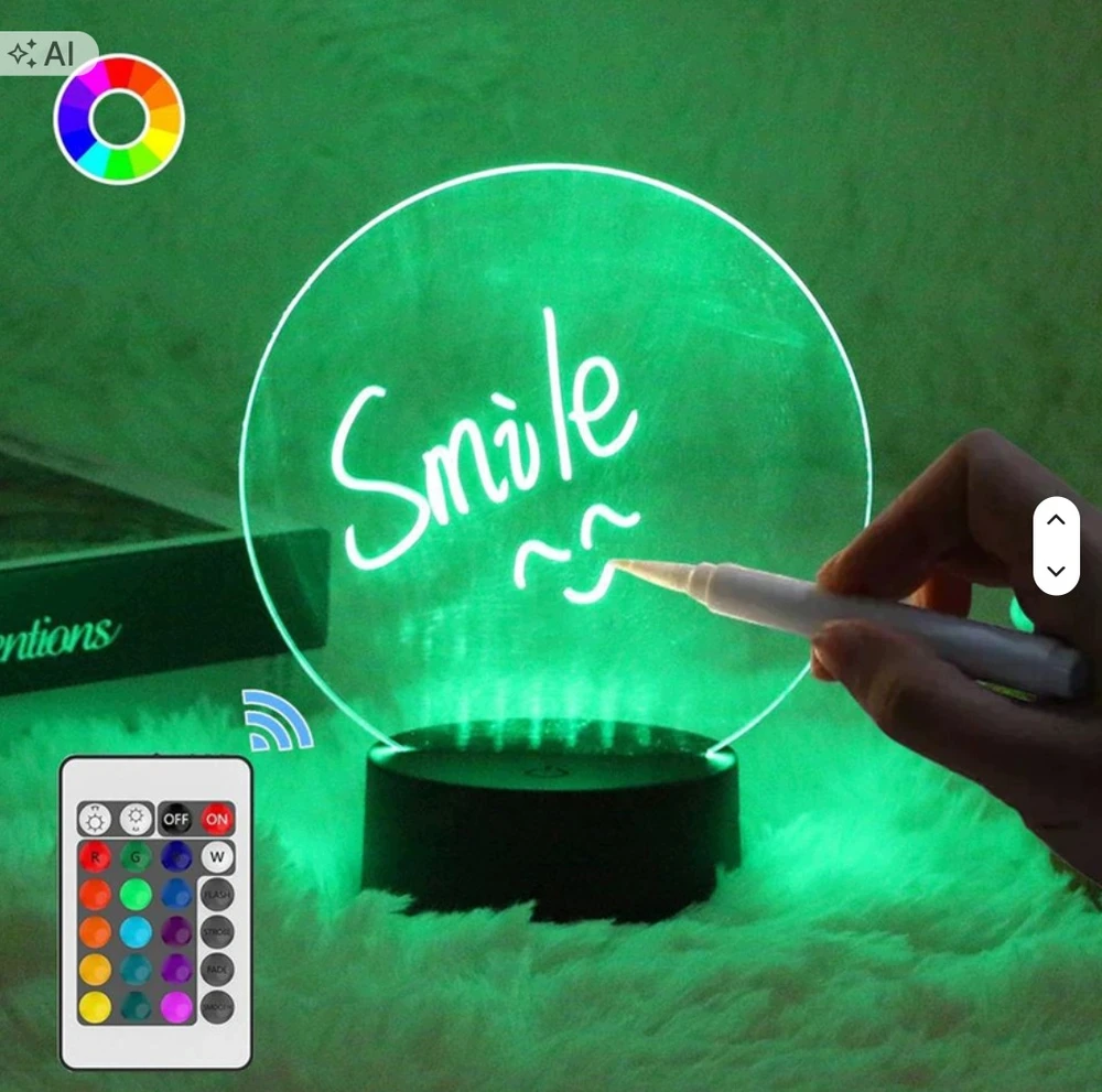 Gordon Naktinė lempa LED TABLICA NAPISZ ZOSTAW WIADOMOŚĆ NOTATNIK 3D RGB + Pultas
