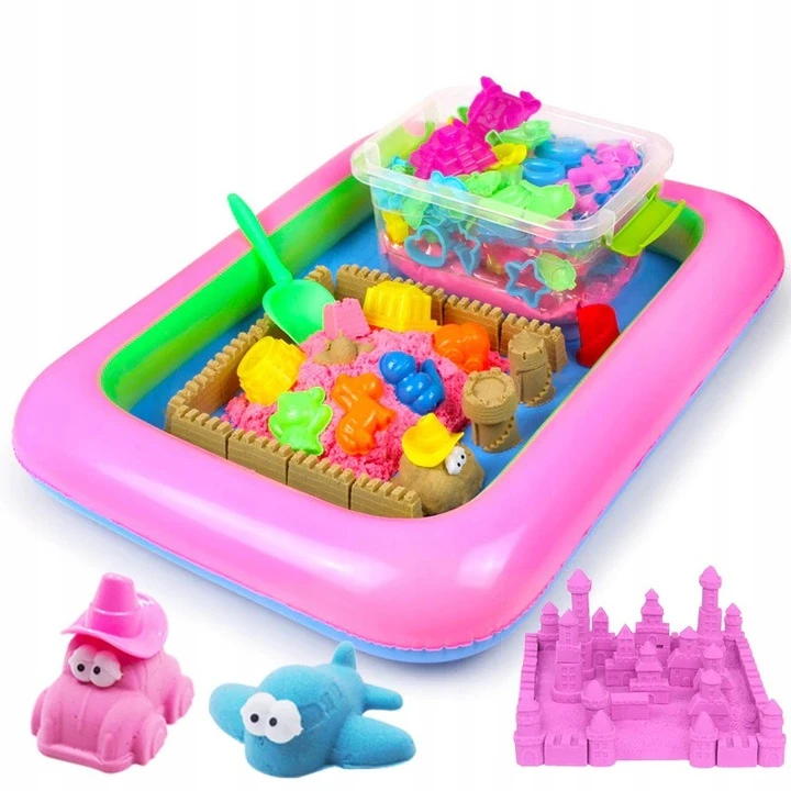 Gordon Toys KINETINIS SMĖLIS 2kg BASEINŲ PELIETO MENTELĖ SANDBIT KAUŠAS XXL RINKINYS