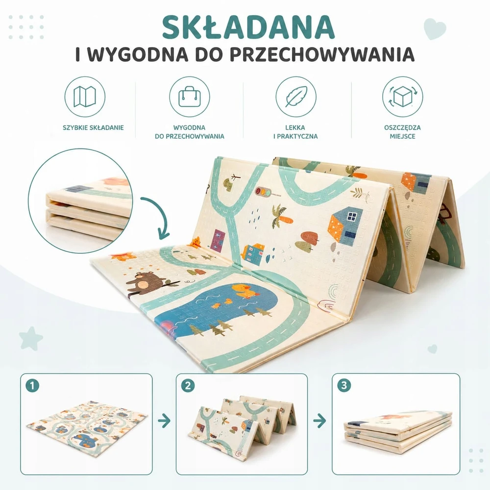Gordon Toys XPE KILIMAS VAIKAMS, DVIŠALĖS PUTOLOS 200x180cm, ATSPIRUS VANDENIUI, sulankstomas BOHO