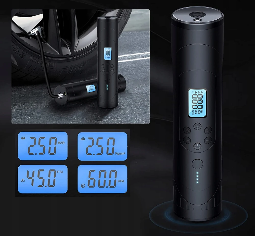 Gotel Belaidis kompresoriaus siurblys dviračio automobilio maitinimo blokui su žibintuvėliu 150 Psi