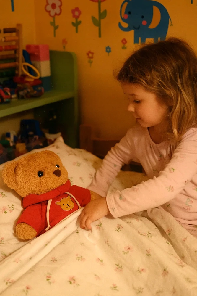 Gotel Minkštas pliušinis meškiukas su raudonu džemperiu