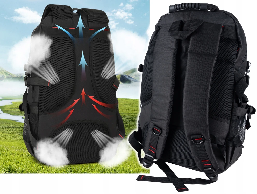 Gotel Turistinė kuprinė nešiojamam kompiuteriui 17 Trekking, vandeniui atspari 60 l didelė juoda