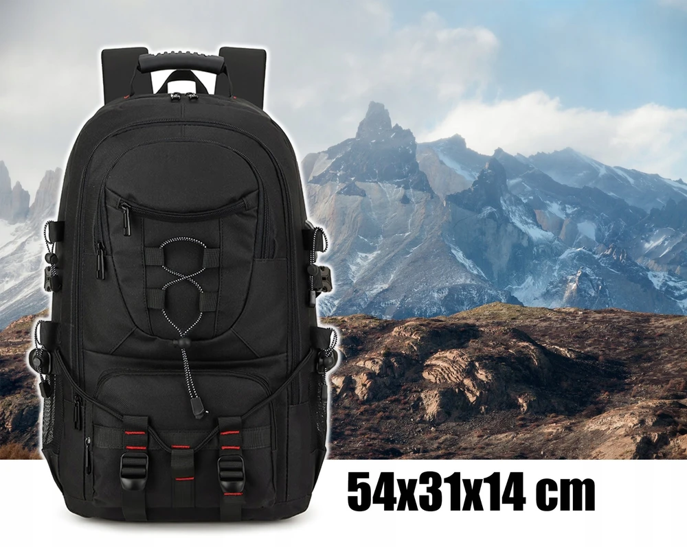Gotel Turistinė kuprinė nešiojamam kompiuteriui 17 Trekking, vandeniui atspari 60 l didelė juoda
