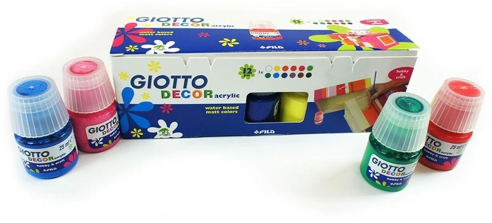 Fila Gouačių rinkinys - GIOTTO - 936188 - 12 akrilinių gouačių - daugiaspalvės - 25 ml