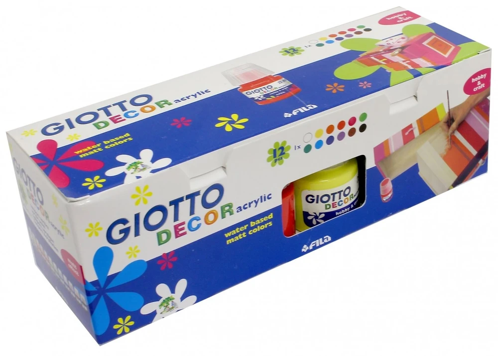 Fila Gouačių rinkinys - GIOTTO - 936188 - 12 akrilinių gouačių - daugiaspalvės - 25 ml