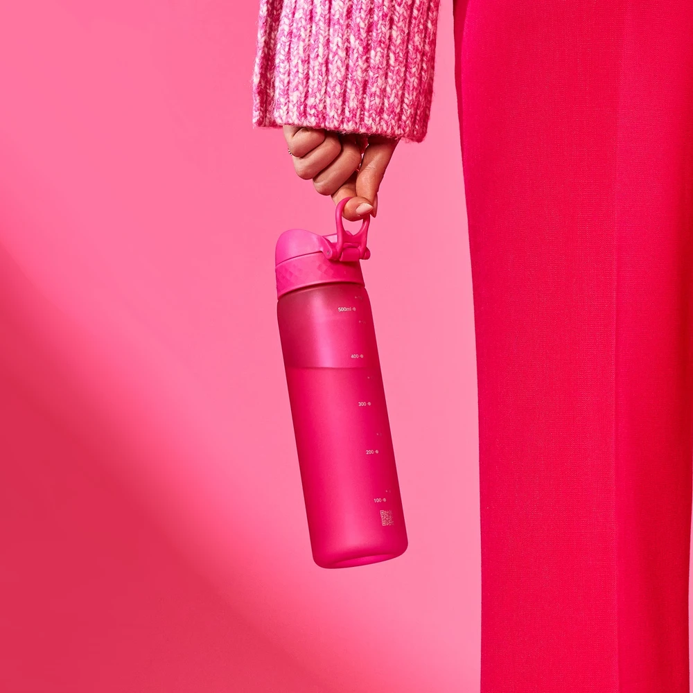 Gertuvė Gourdė - ION8 - Rožinė - 500 ml - Be BPA - Atidarymas viena ranka - Puikiai tinka žygiams