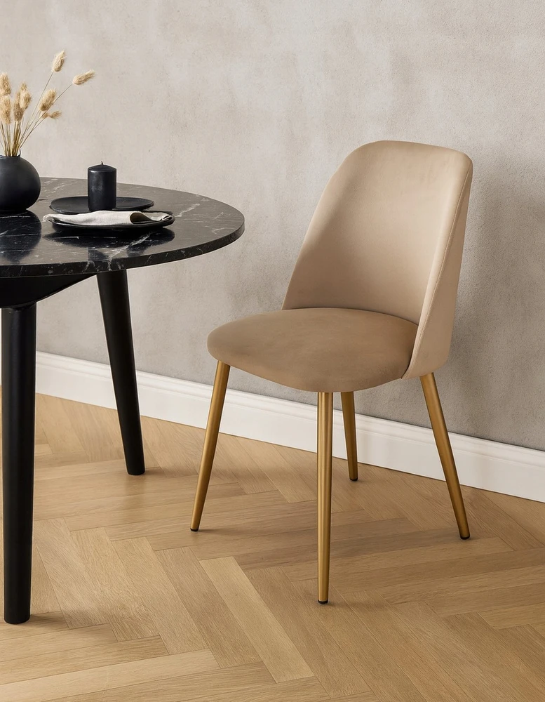 GOYA MG06 valgomojo ir svetainės kėdė - auksinės kojos Elegantiška aksominė kėdė