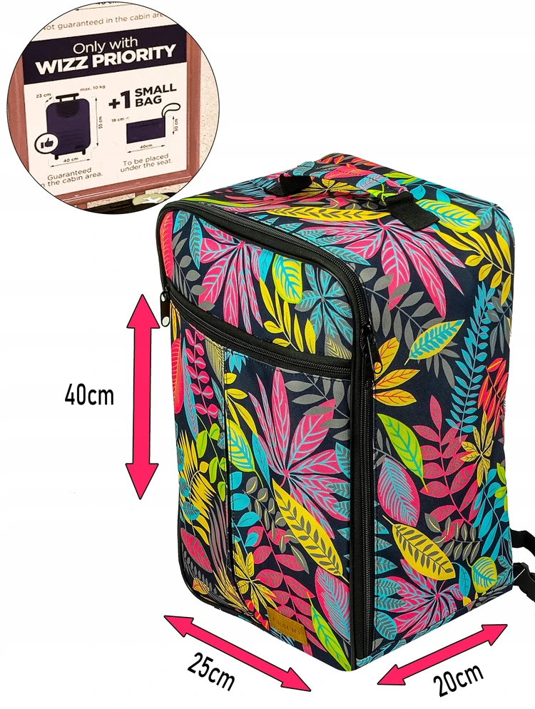 Gracio BACKPACK augalų raštas AIRPLANE Ryanair Wizzair salono krepšys talpus