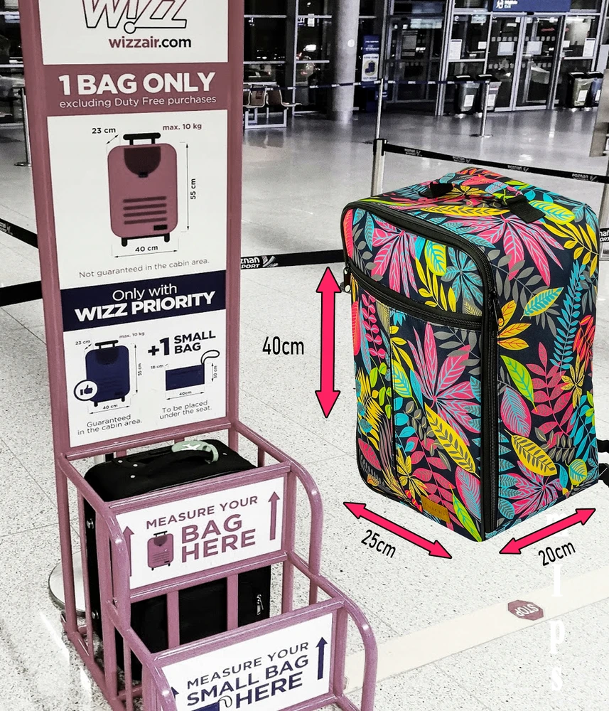 Gracio BACKPACK augalų raštas AIRPLANE Ryanair Wizzair salono krepšys talpus