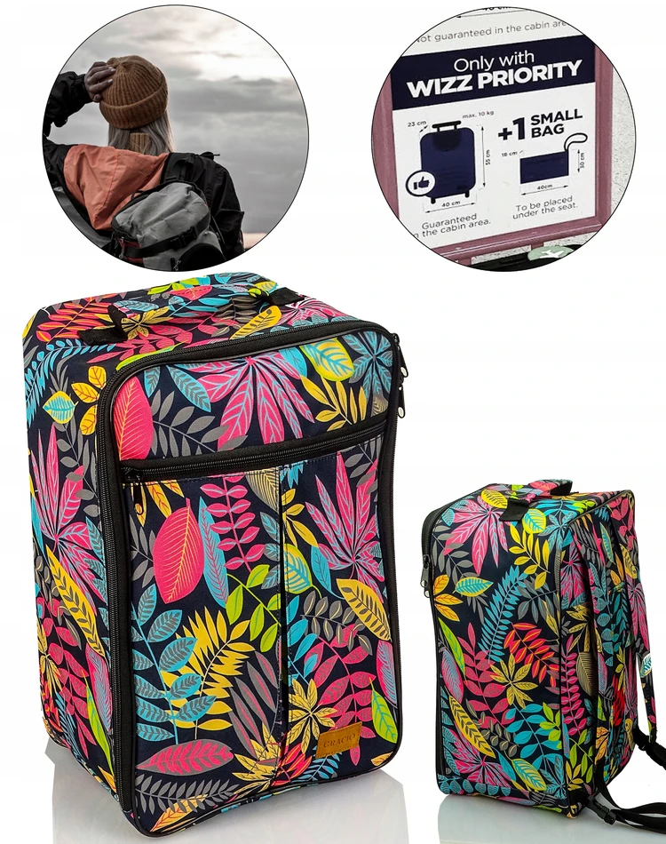 Gracio BACKPACK augalų raštas AIRPLANE Ryanair Wizzair salono krepšys talpus