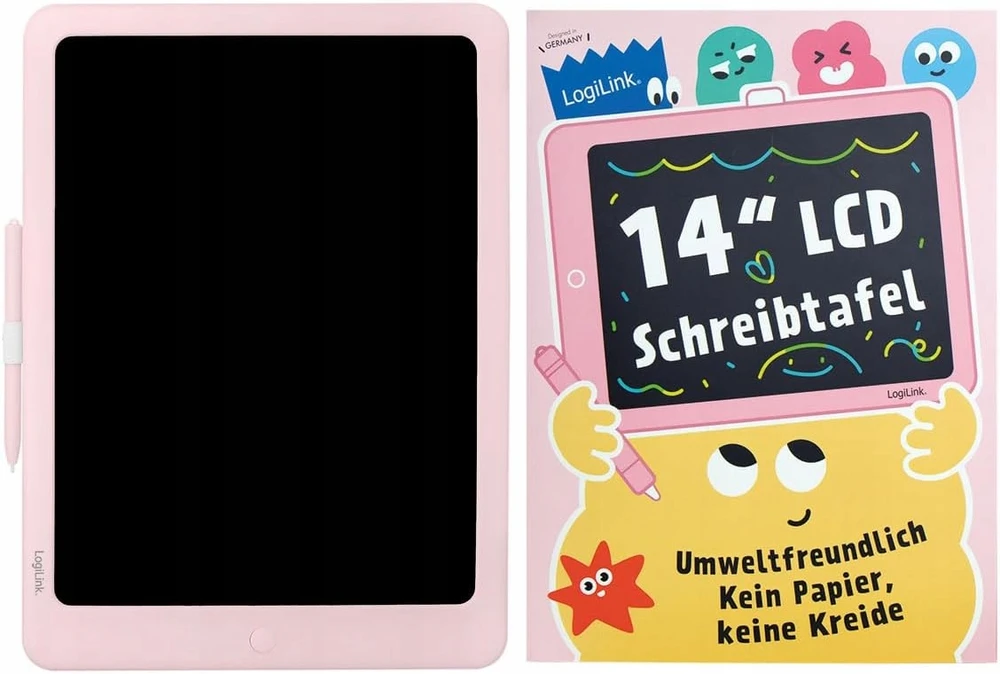 Grafinis planšetinis kompiuteris LCD 14 colių rožinė LogiLink daugiaspalvė vaikams