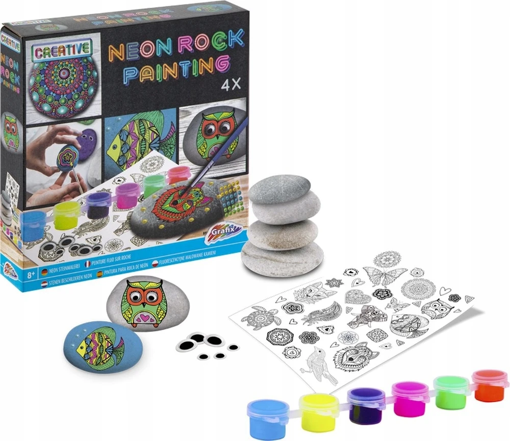 Grafix DAŽYBINIAI AKMENYS KŪRYBINIS RINKINYS LIPDUKAI NEONINIAI DAŽAI DIY