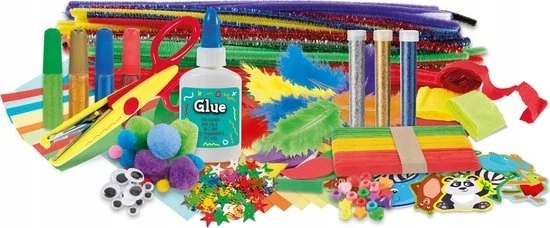 Grafix MEGA KŪRYBINIS RINKINYS Meninis 500 elementų Scrapbooking lagaminas