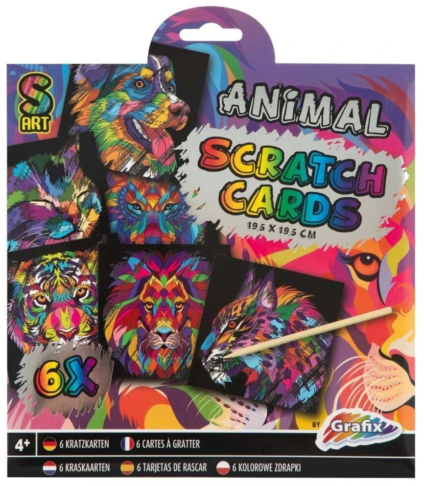Grafix Obrazki do wydrapywania 6 vnt. zwierzątka - mandala