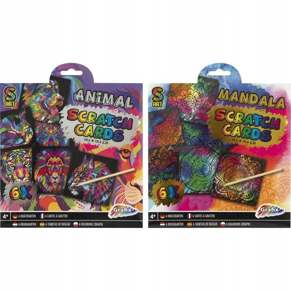 Grafix Obrazki do wydrapywania 6 vnt. zwierzątka - mandala