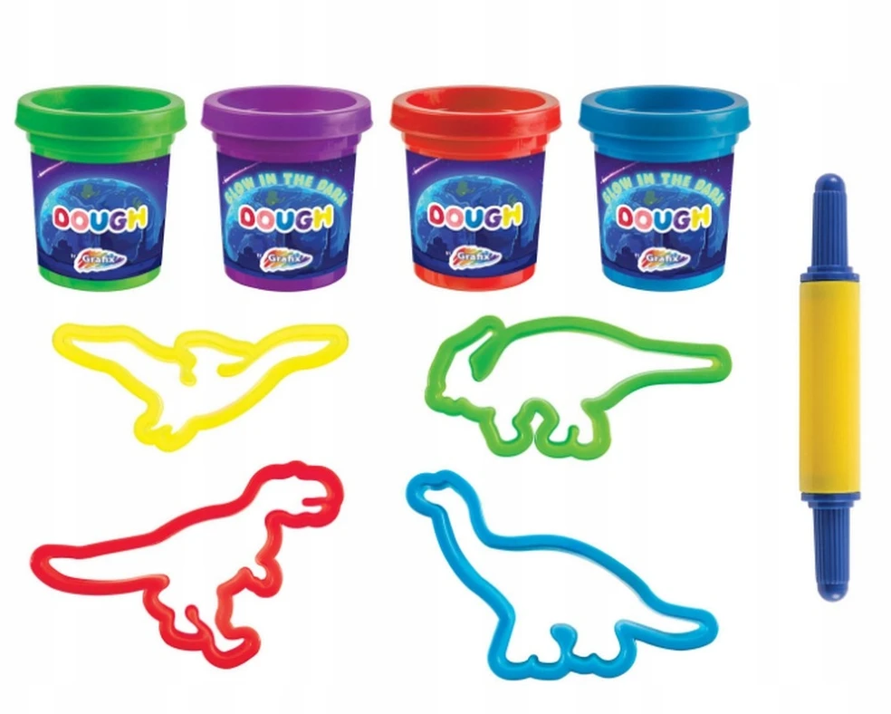 Grafix PLASTIKINIAI MOLIO DINOZAURAI, švytintys tamsoje