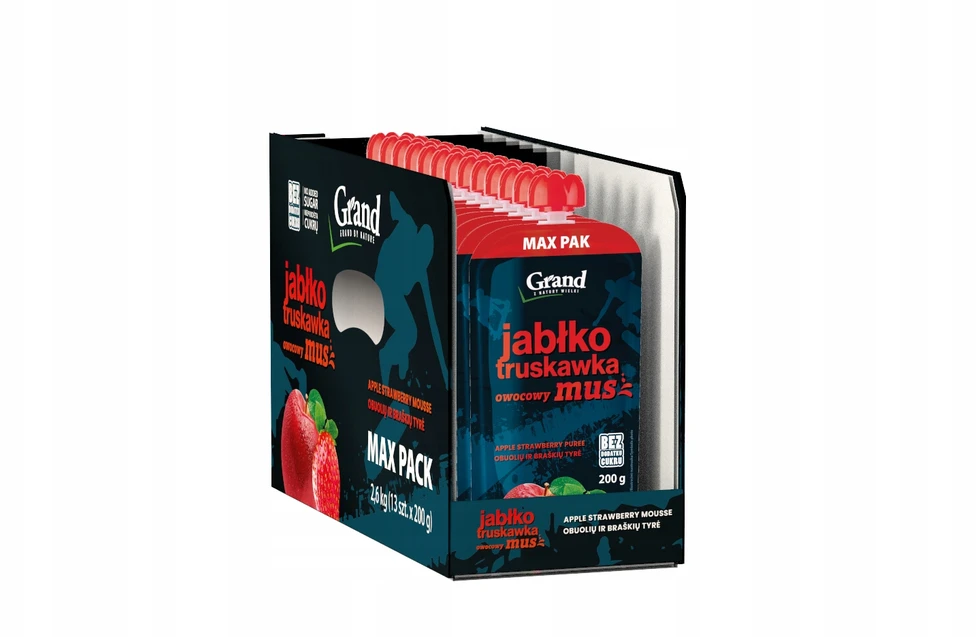 Grand 13 vienetų rinkinys Obuolių braškių putėsiai 13x200g Be cukraus. Natūralus.